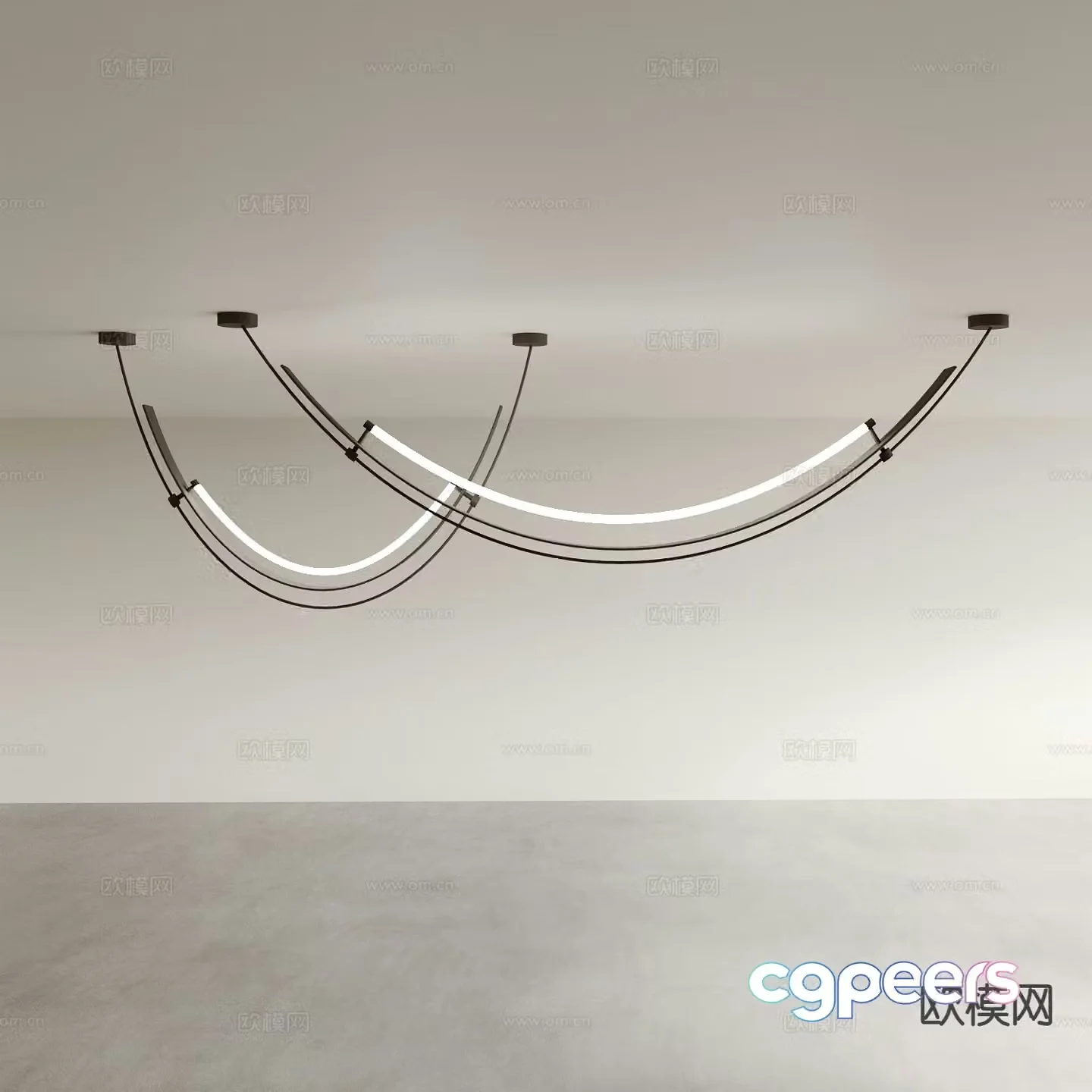 curve chandelier strip chandelier 3d model