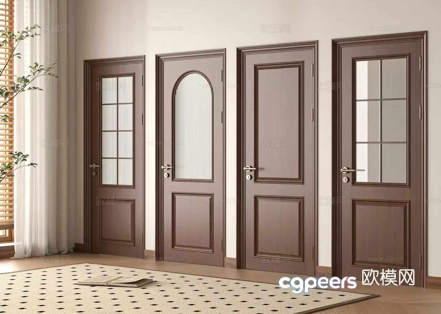 Medium style single door 3D model
