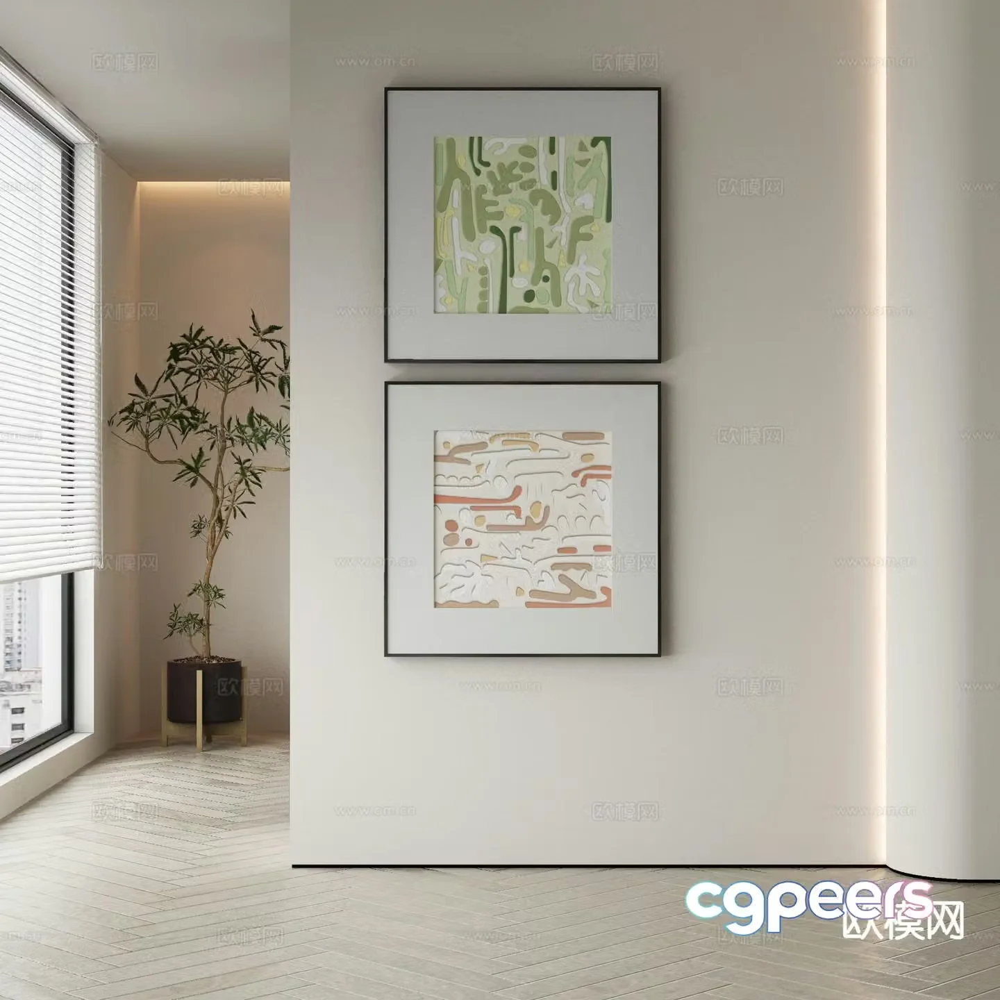 Modern texture painting decorative painting 3d model