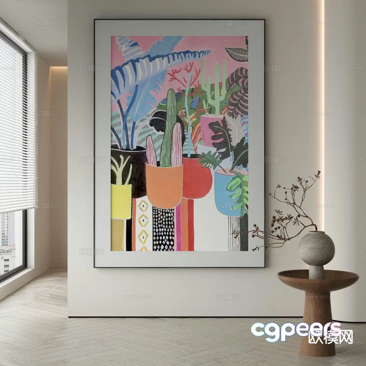 Modern decorative painting cartoon hanging painting 3d model