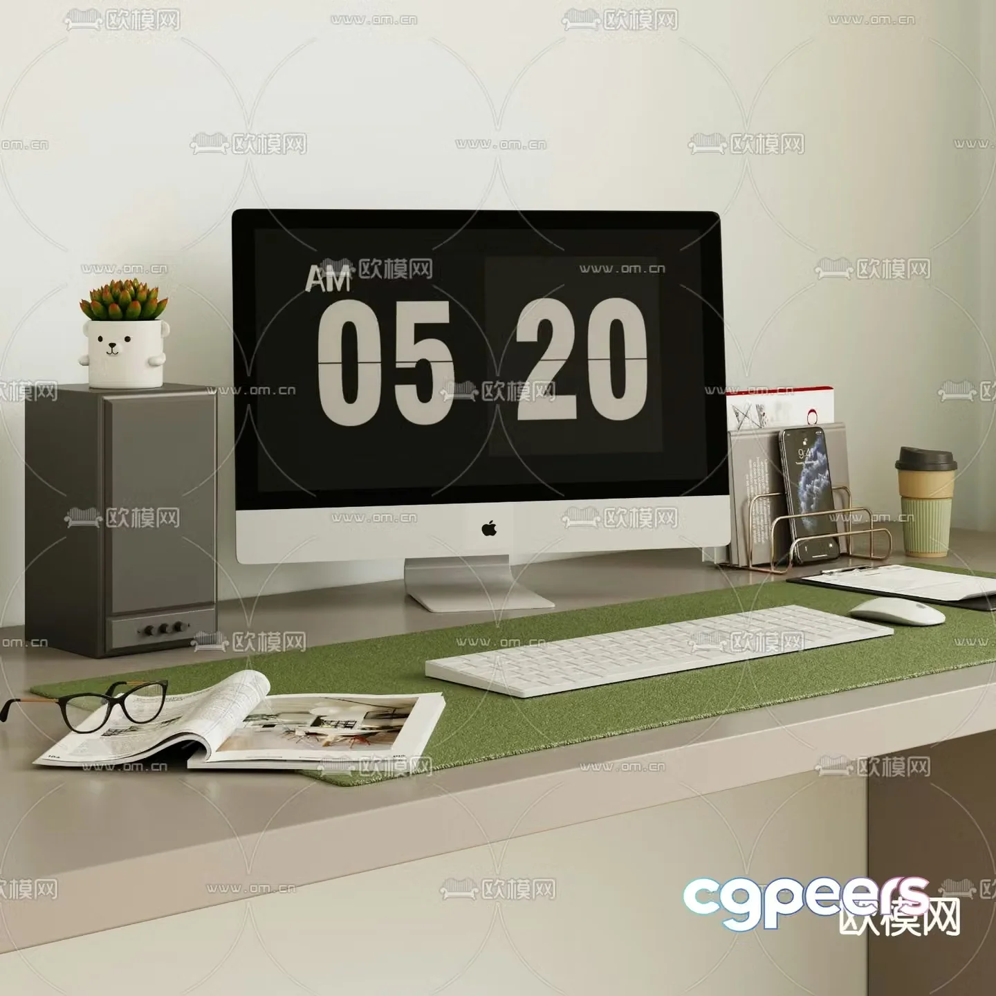 apple computer keyboard books office supplies 3d model
