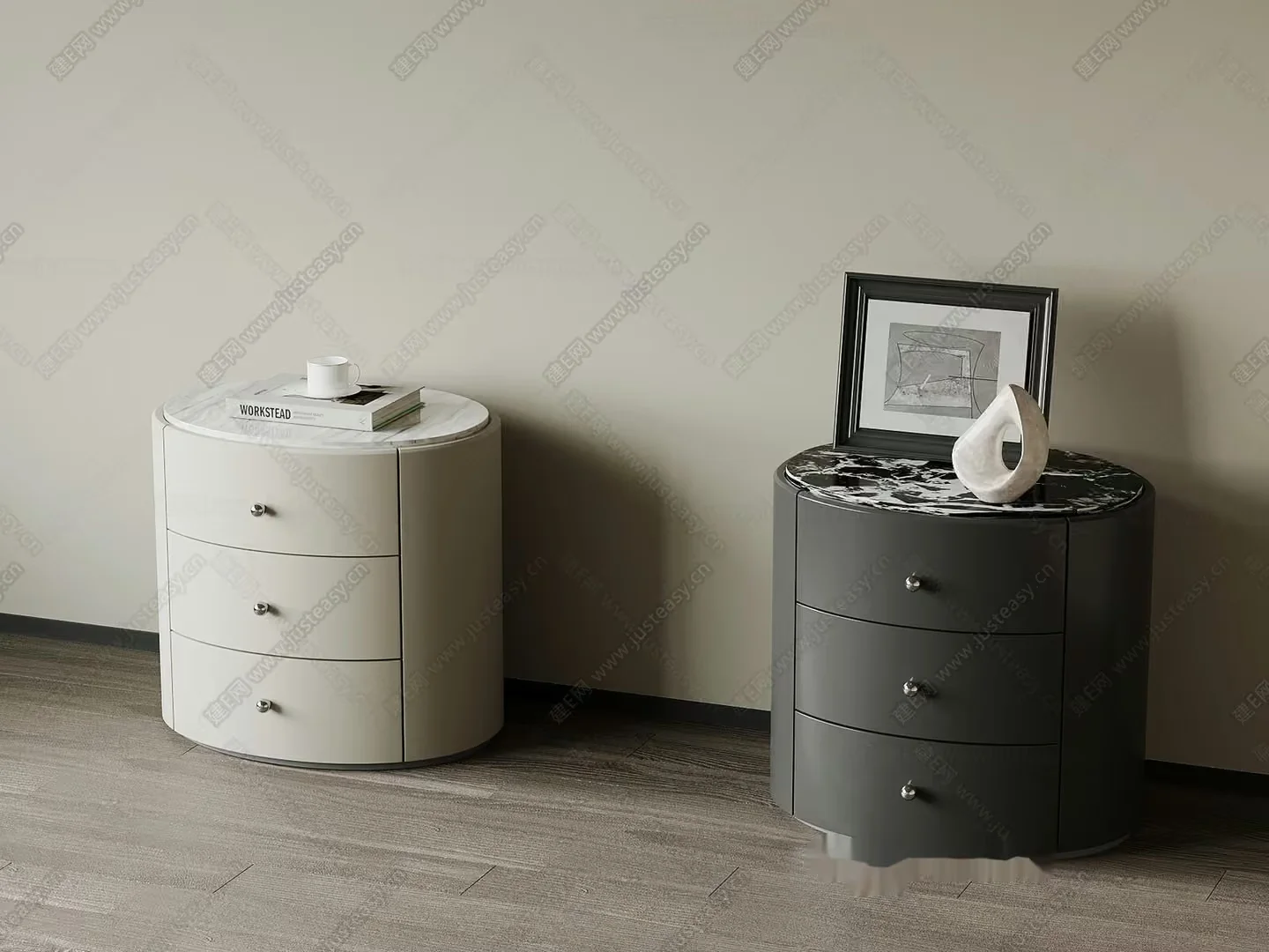 Modern Round Dressers 3D Model – 15942 – VRAY Render