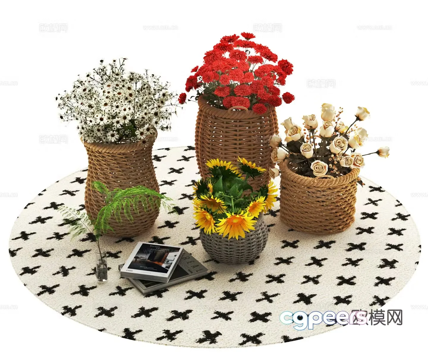 Modern Flower Flower Flower Flower Basket 3D Model