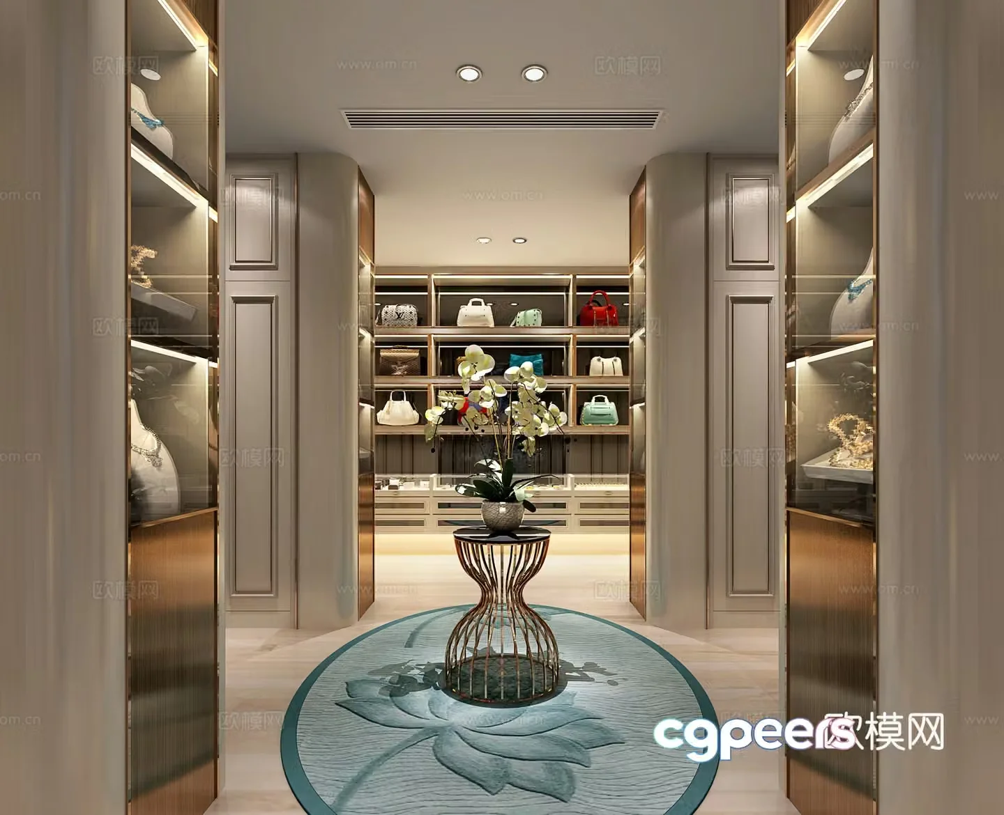 Modern cloakroom Clothing Jewelry Bag Wardrobe 3d model