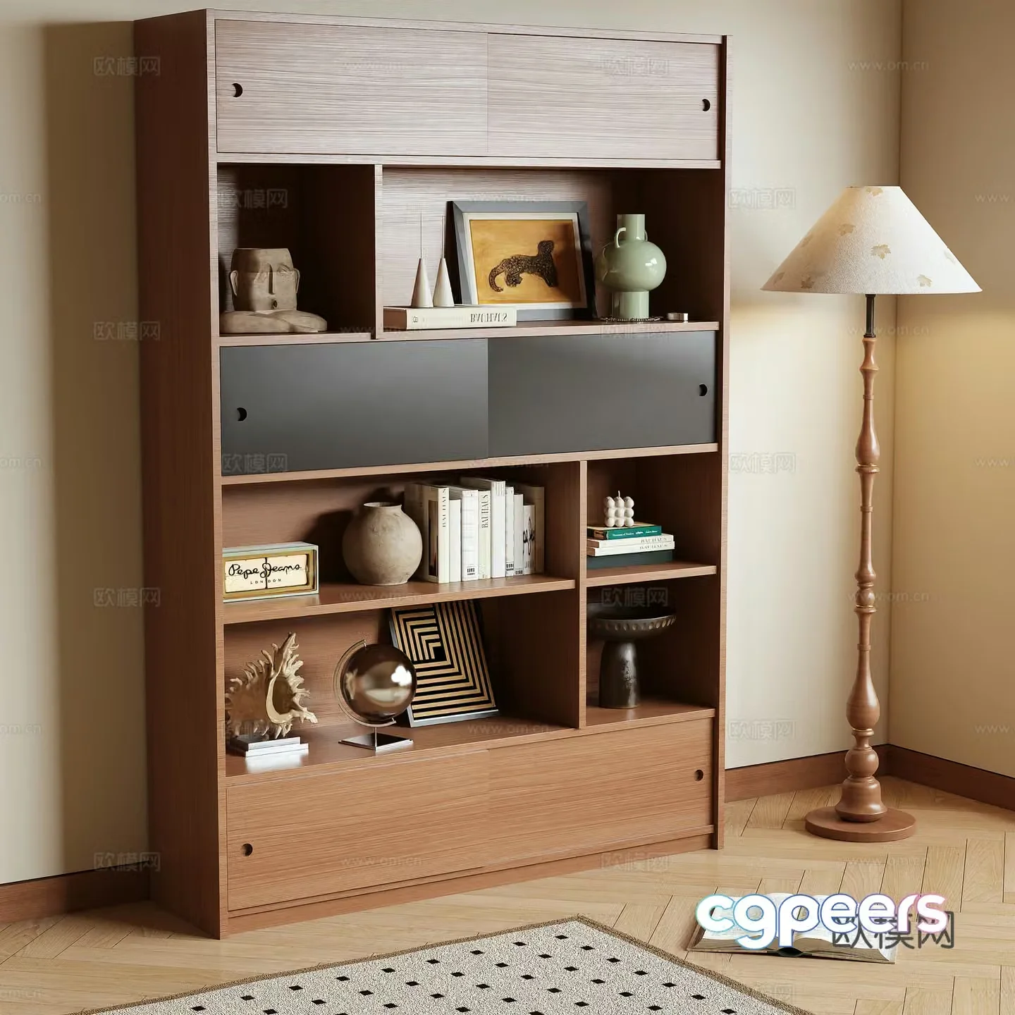 3D model of medieval style bookcase