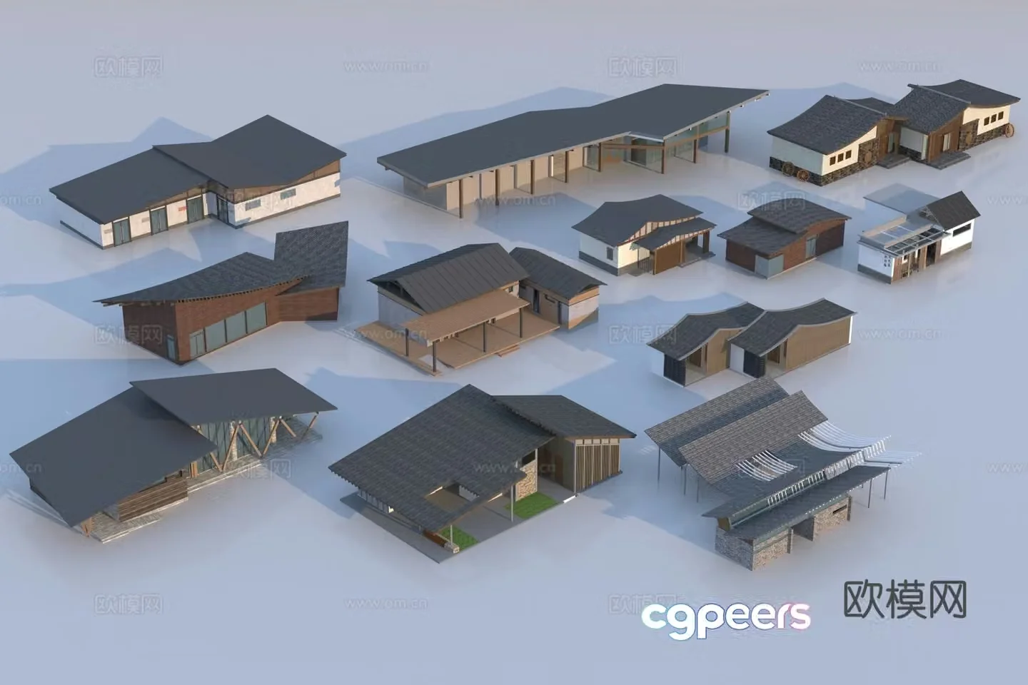 New Chinese-style public buildings Landscape architecture station 3D model
