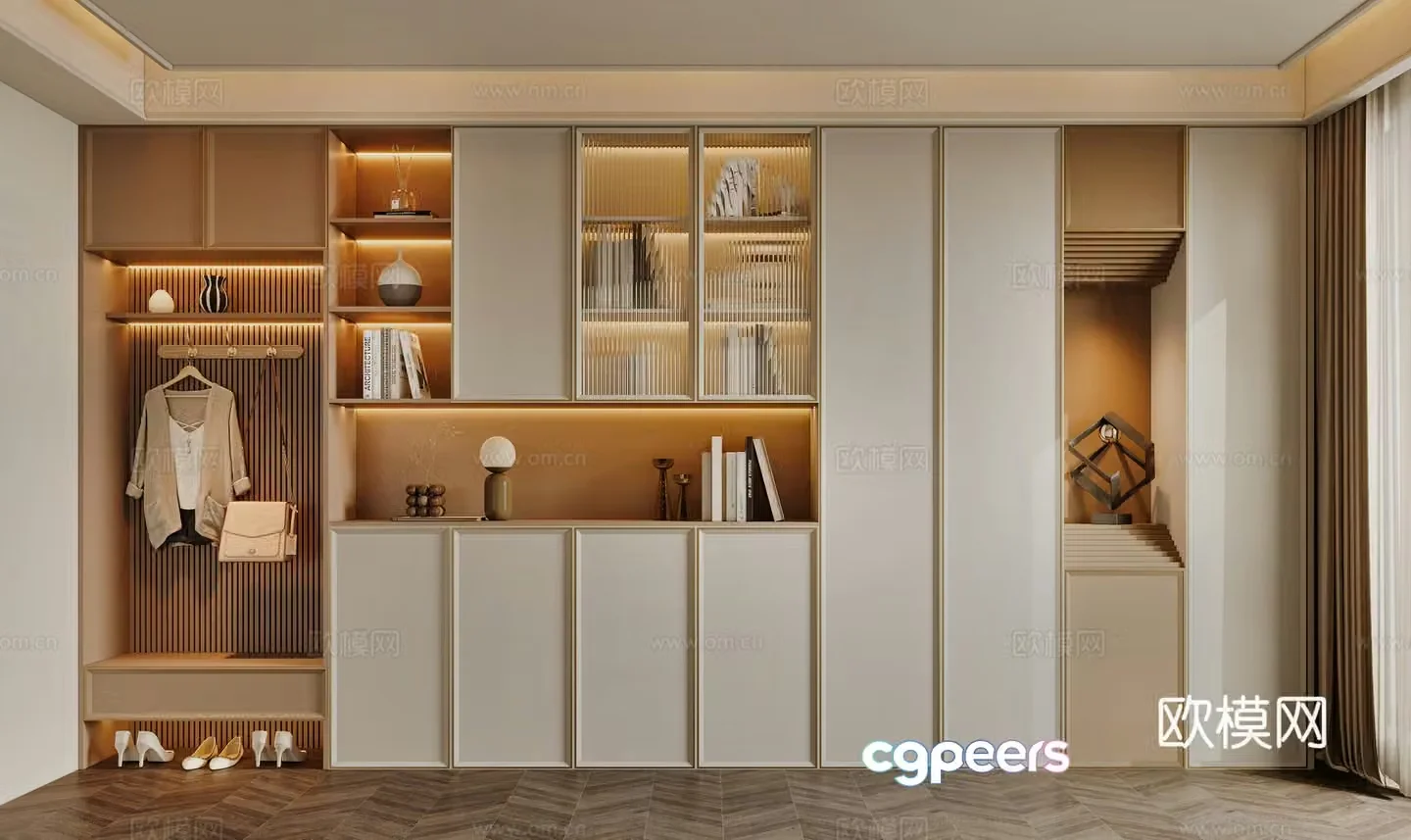 Middle-aged shoe cabinet 3D model