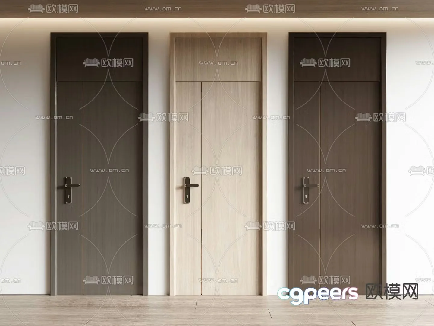 New Chinese style open-top door mother and child door bedroom door 3D model