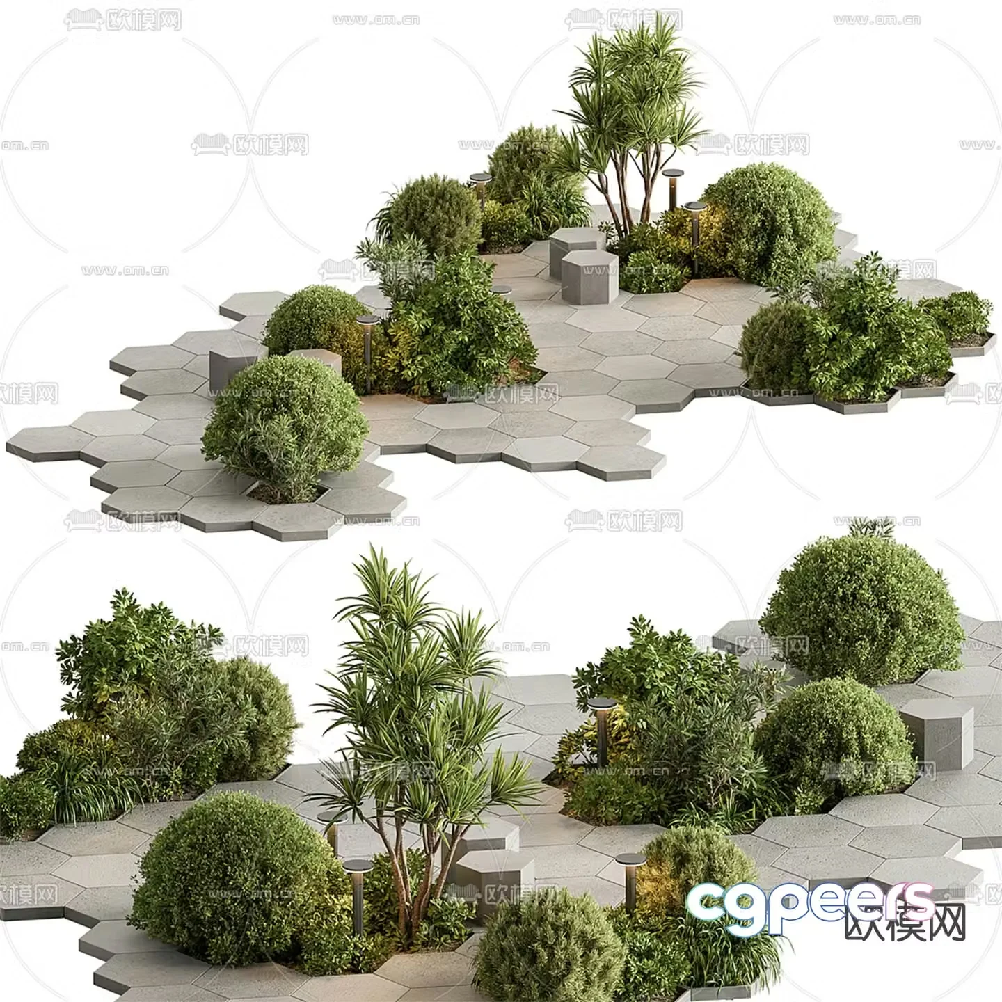Landscape sketch shrub ball landscape tree 3D model