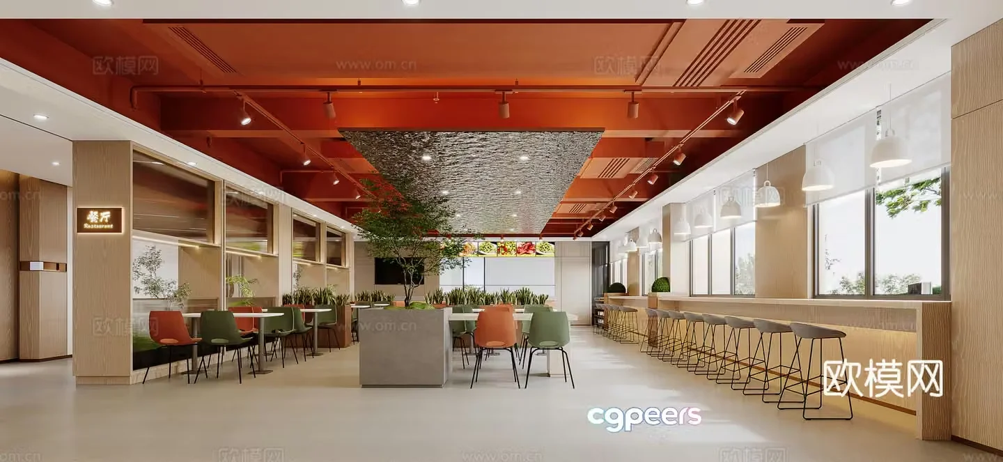Modern fast food restaurant 3d model