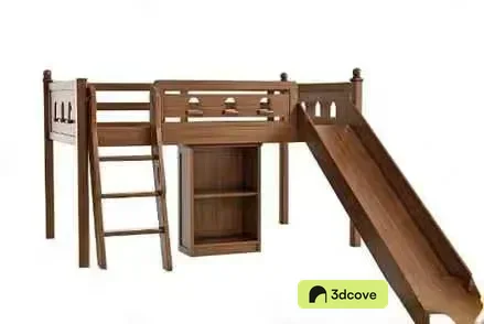 Wooden Loft Bed With Slide