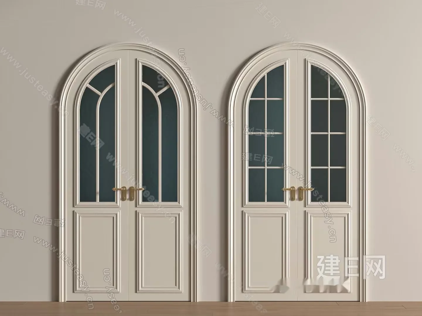 White Arched Doors 3D Model – 1509 – VRAY Render