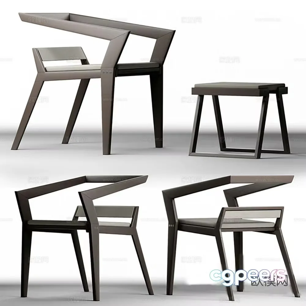 Chair Single Chair Solid Wood Single Chair 3D Model