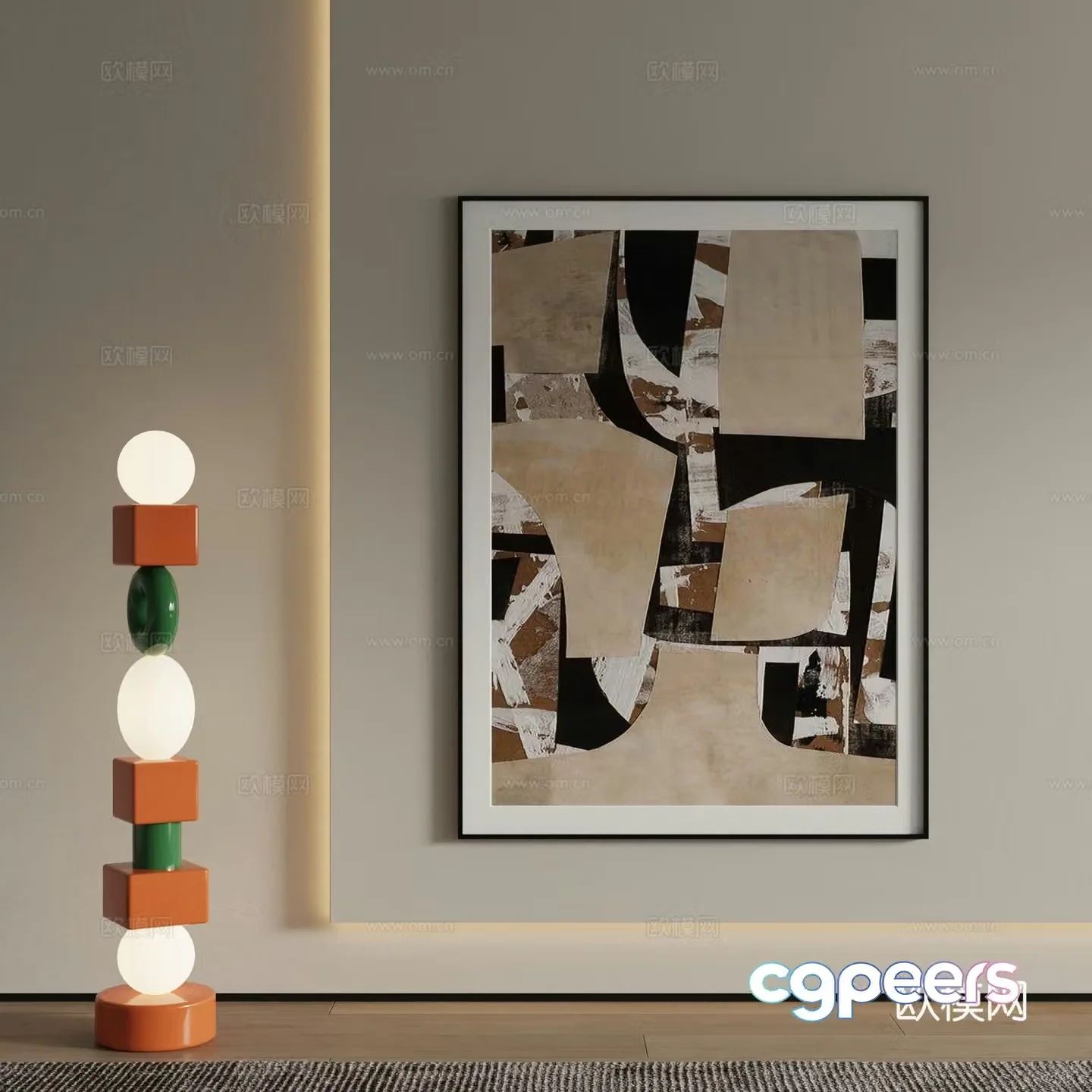 Modern decorative painting Abstract painting 3d model