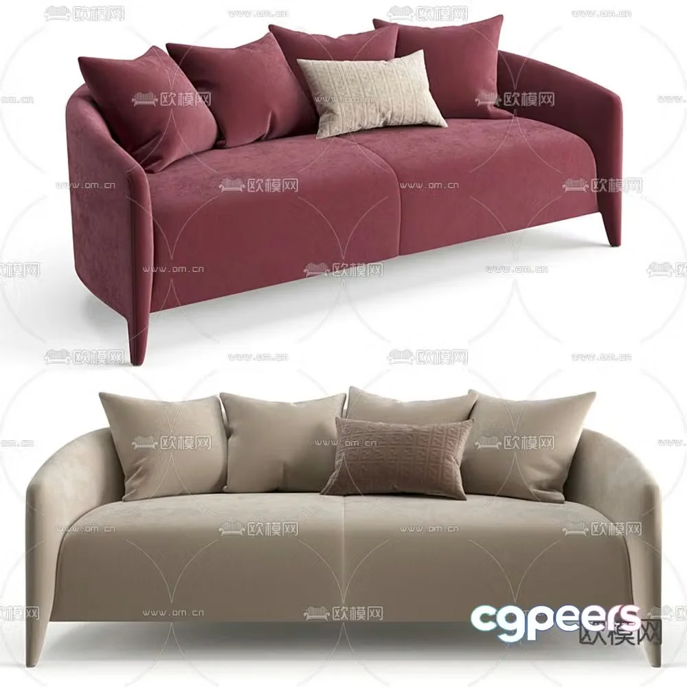 Fendi modern fabric love seat 3d model