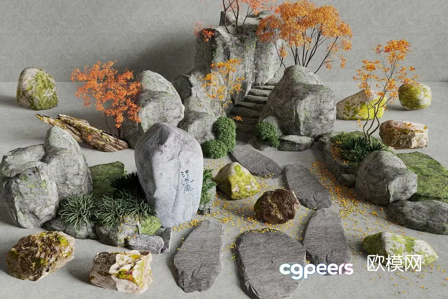 Stones rockery stones landscape stones 3d model
