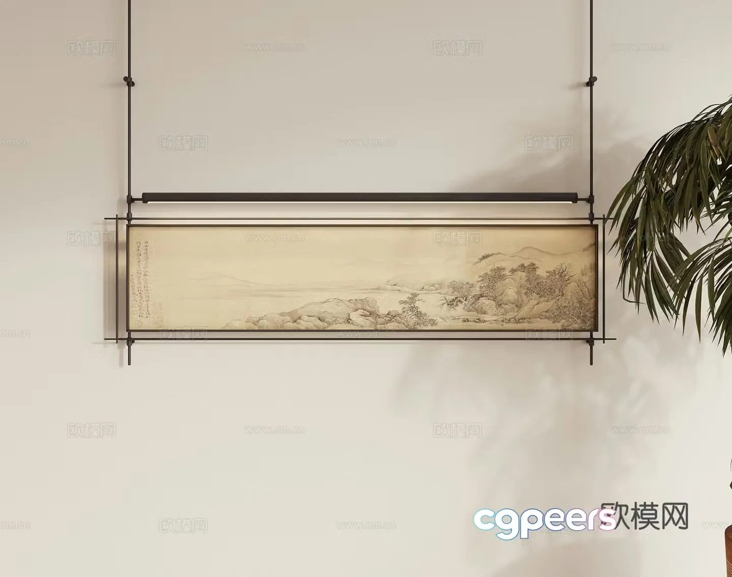New Chinese style painting wall decoration 3D model