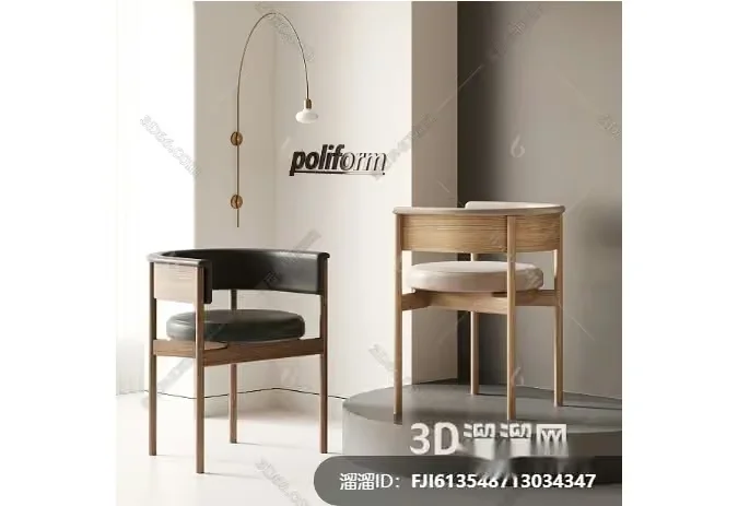 Wooden Chairs In A Room 3D Model – 8107 – VRAY Render