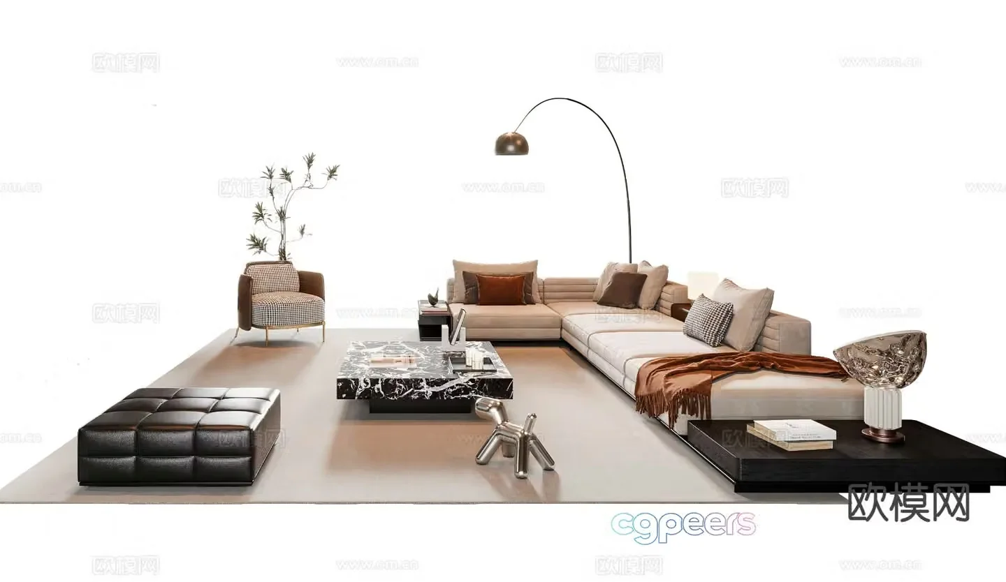 Modern sectional sofa 3d model