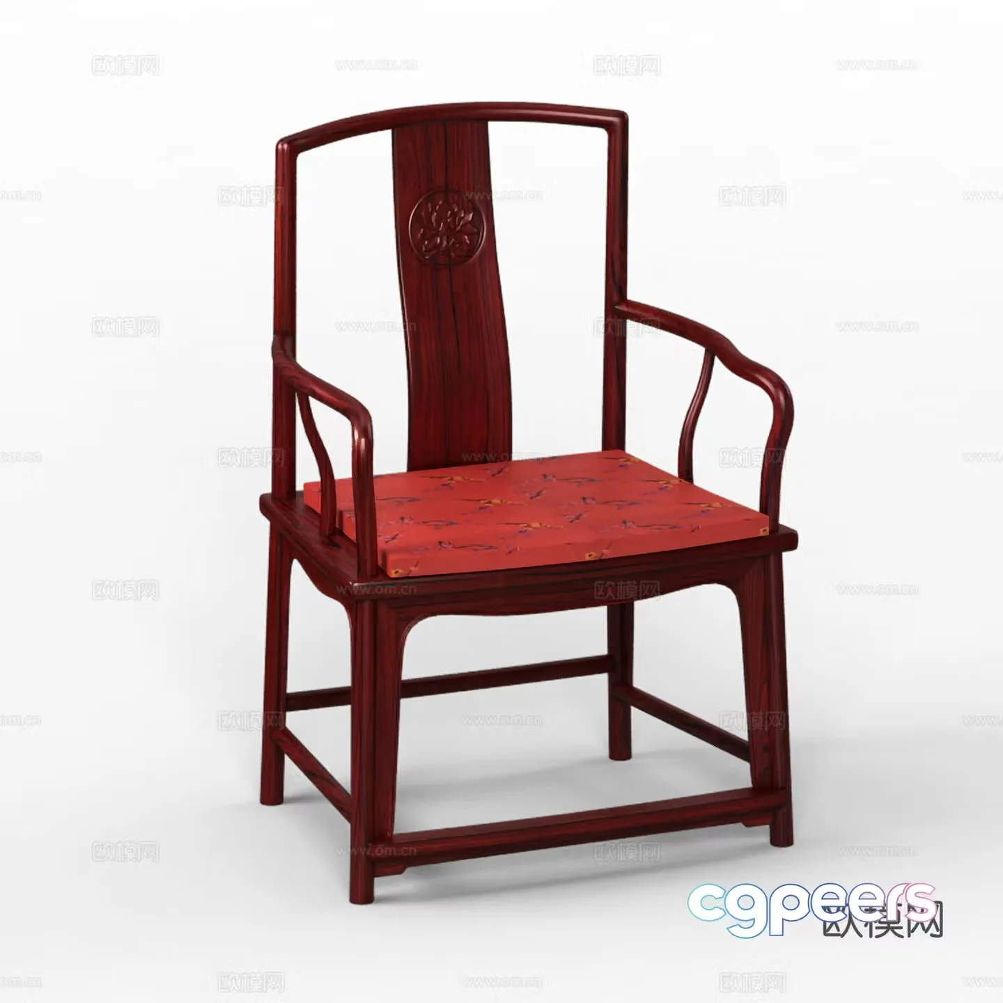 Chinese tea table and chair dining chair armchair solid wood mahogany 3D model