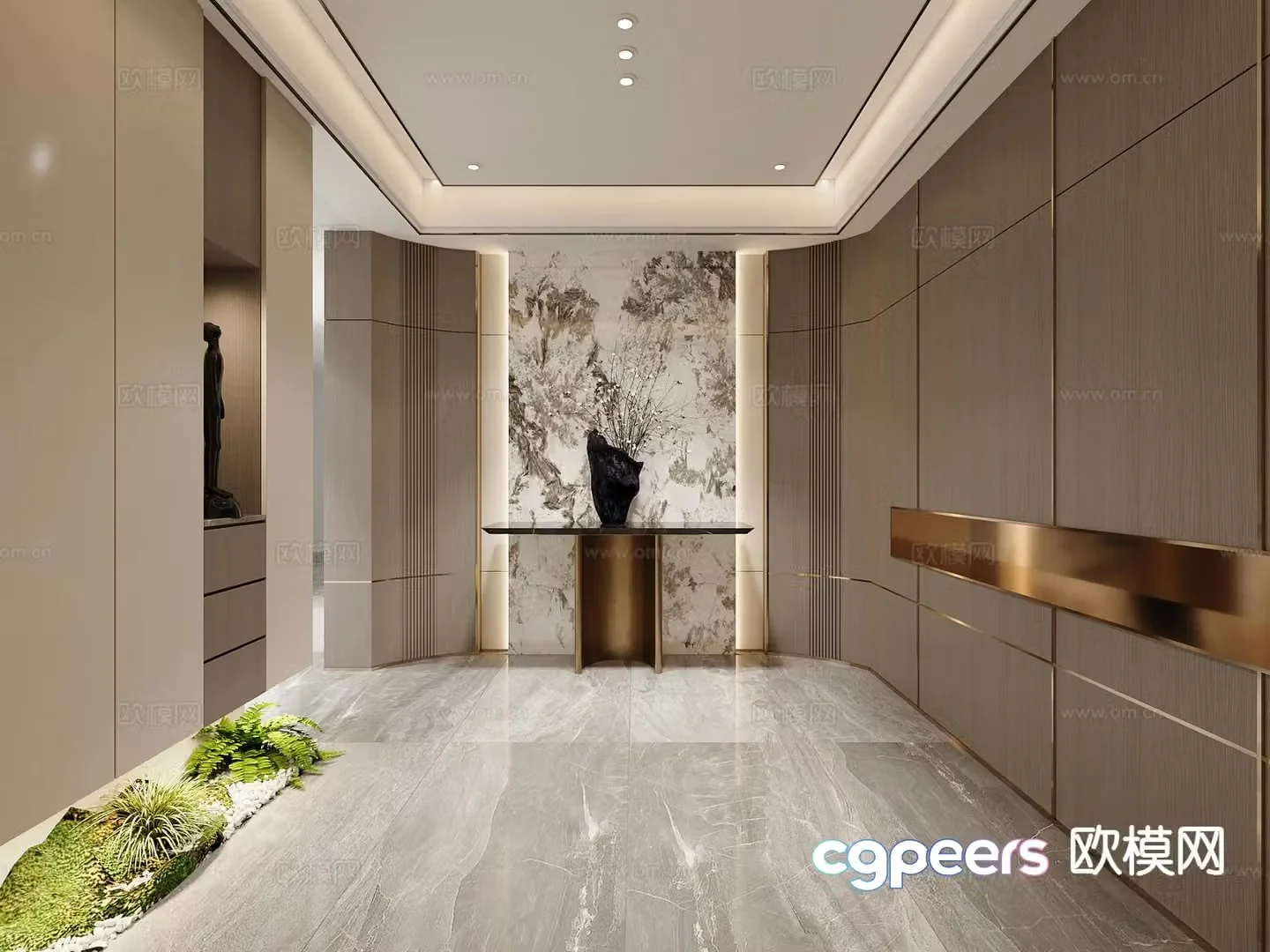 Light luxury entrance hall entrance hall aisle 3D model