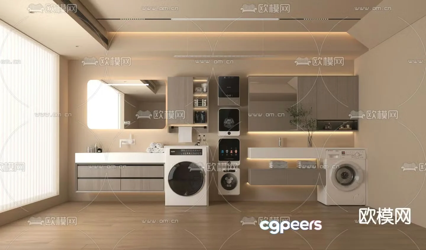 Washing machine cabinet bathroom cabinet washbasin 3d model