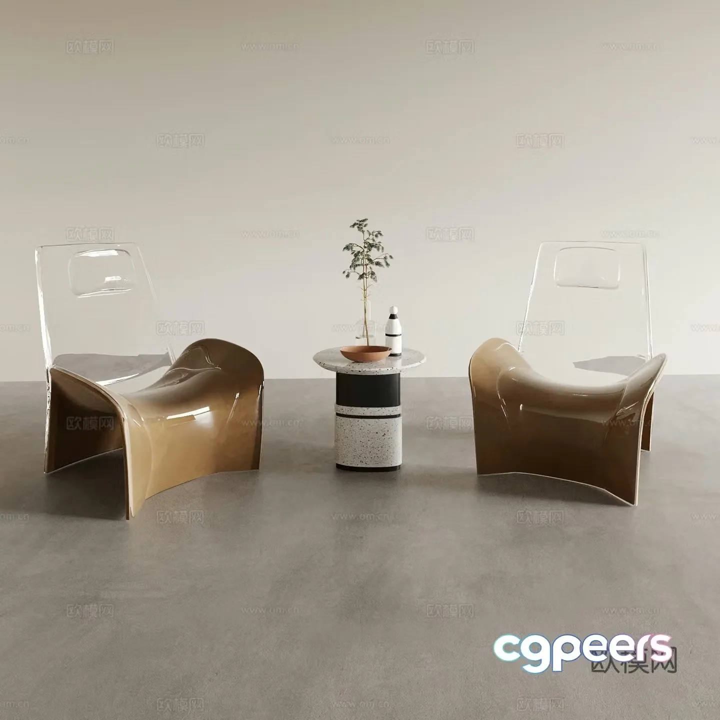 Modern leisure chair acrylic chair 3d model