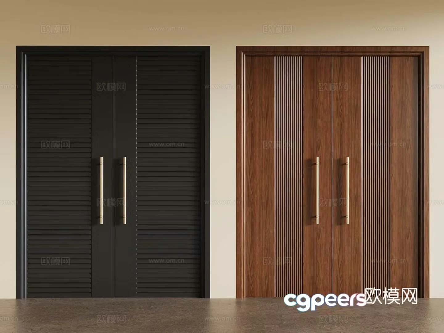 Modern medieval style double door 3D model