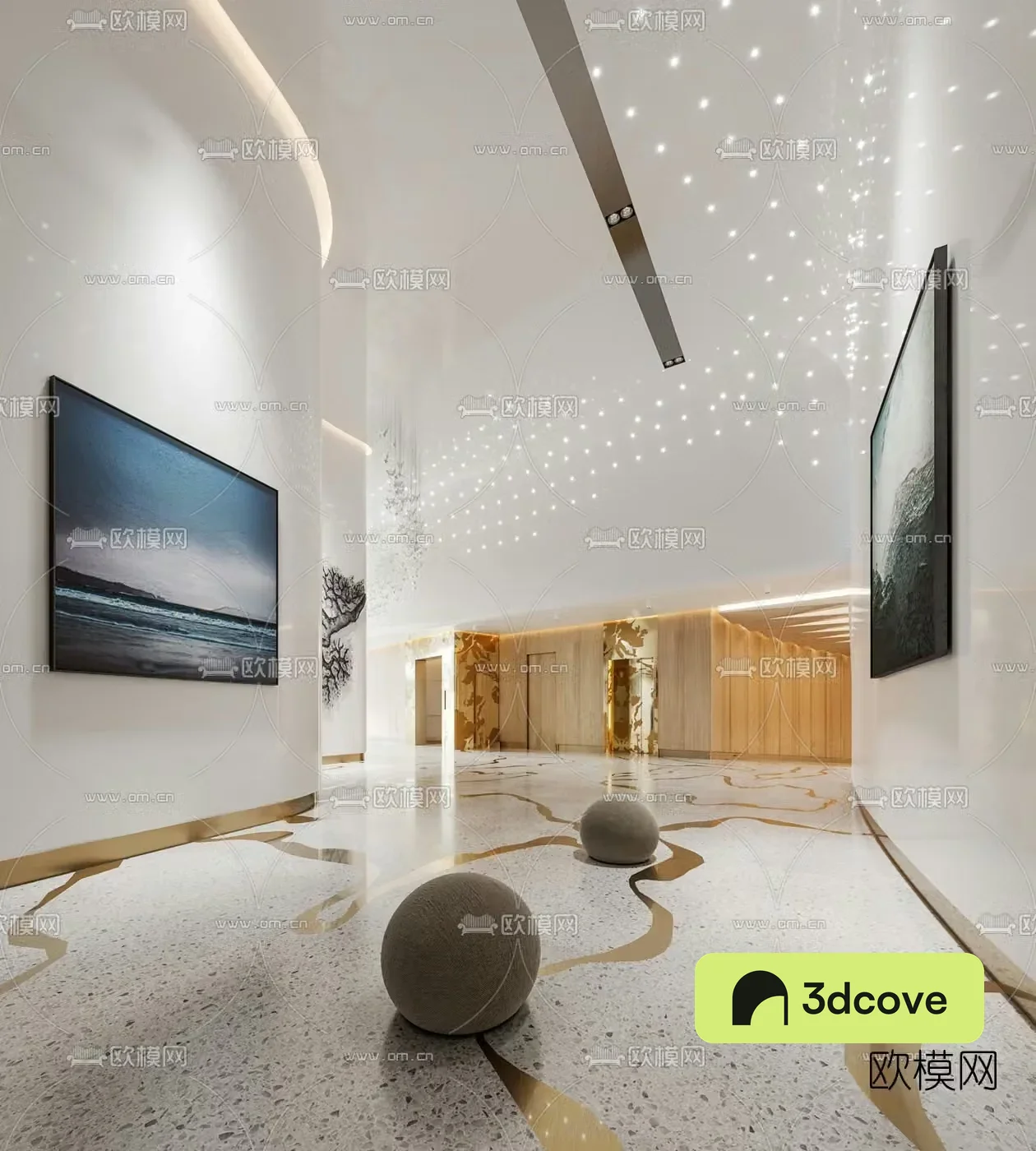 Modern hotel elevator hall