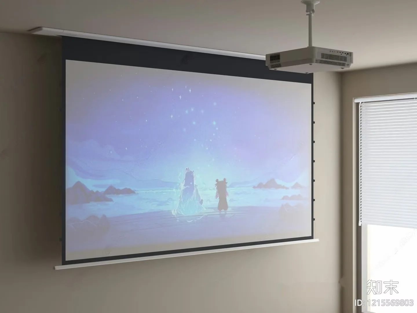A Projector Screen With A Movie Playing On It 3D Model – 18472 – VRAY Render