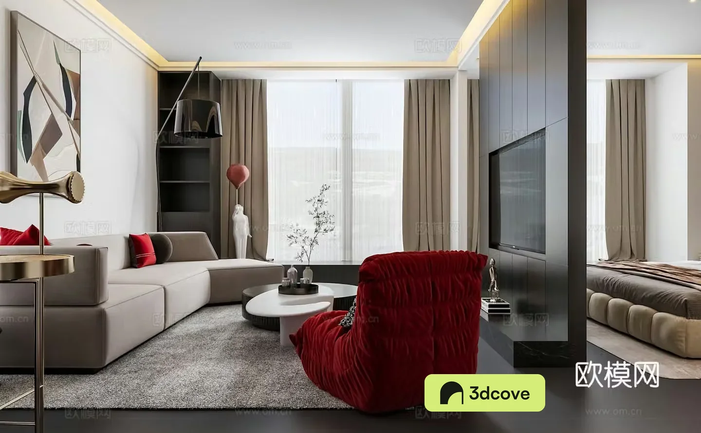 Modern style apartment 3d model of accommodation suite
