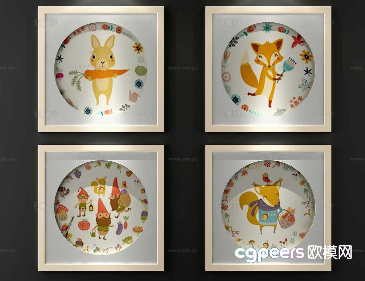 Nordic cartoon decorative painting 3d model