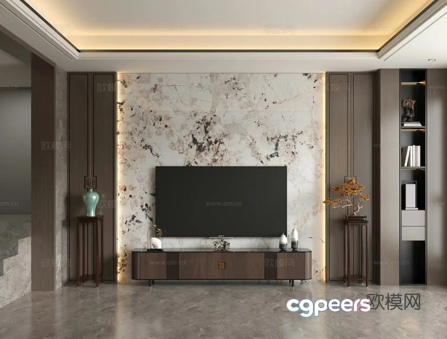 New Chinese TV background wall 3d model