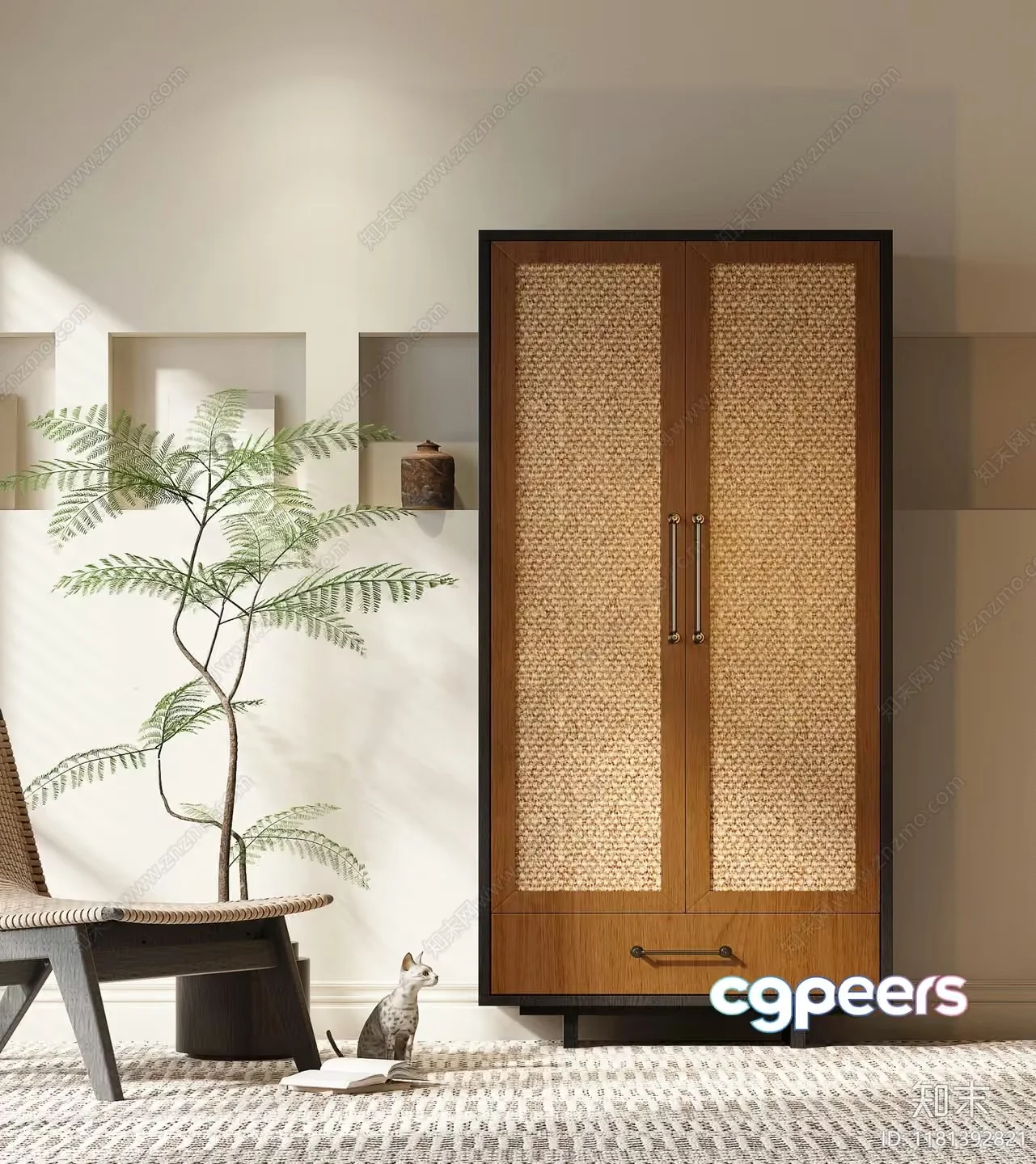 Mid-Century Modern Cabinet 3D Model – 10792 – VRAY Render