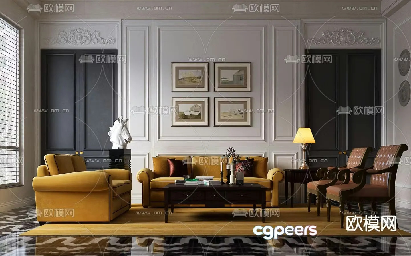 American sofa set 3d model