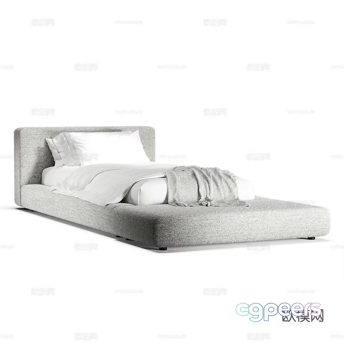 Modern simple double bed Double bed Simple bed Bedroom bed Pillow 3D model