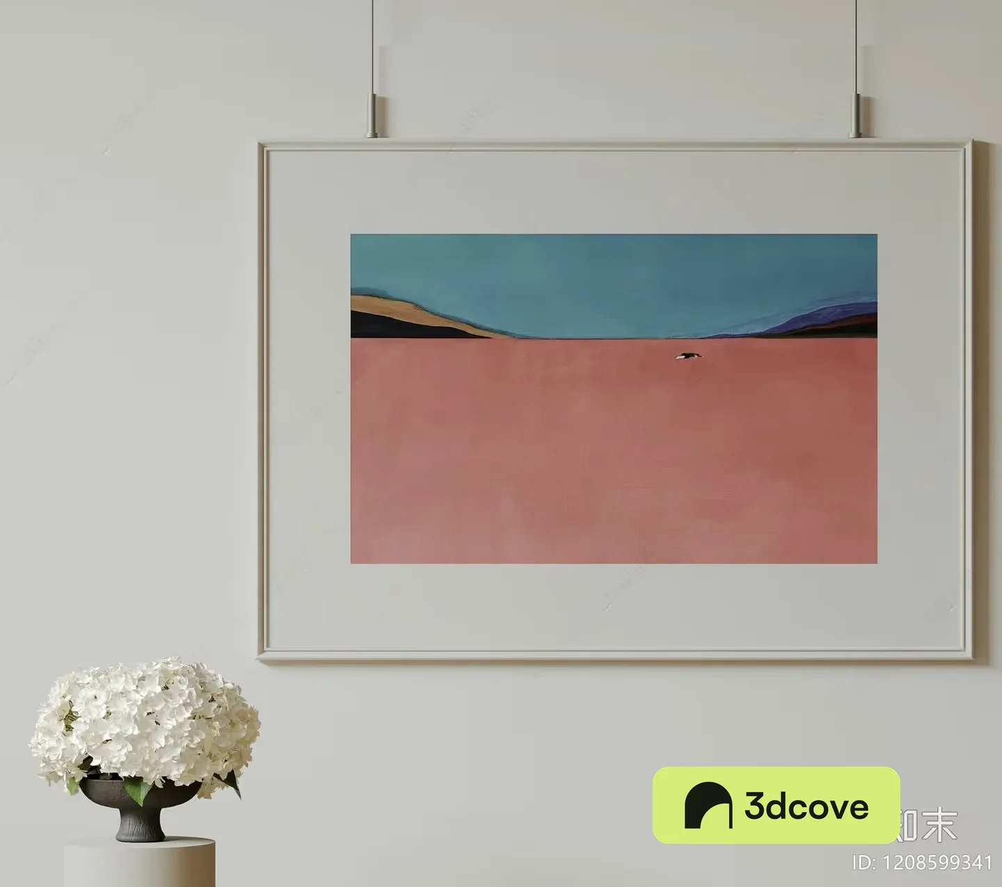 A Framed Painting Of A Desert Landscape