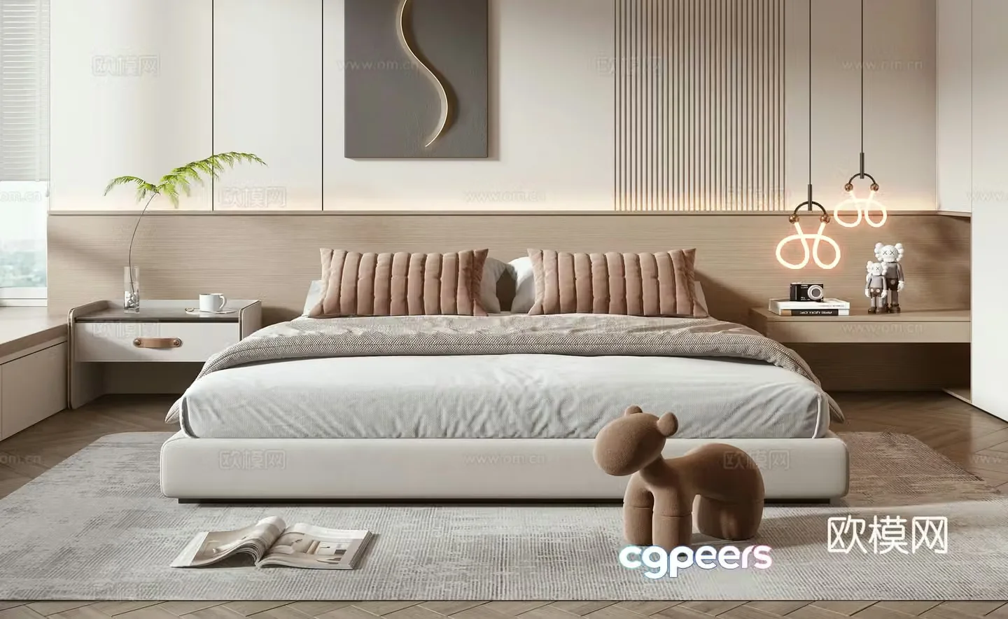 Minotti modern double bed 3d model