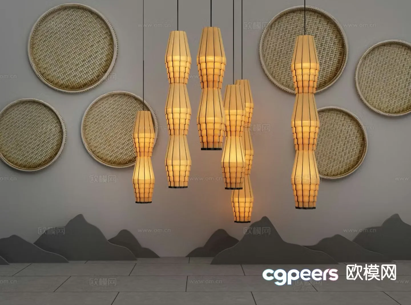 New Chinese style chandelier 3d model
