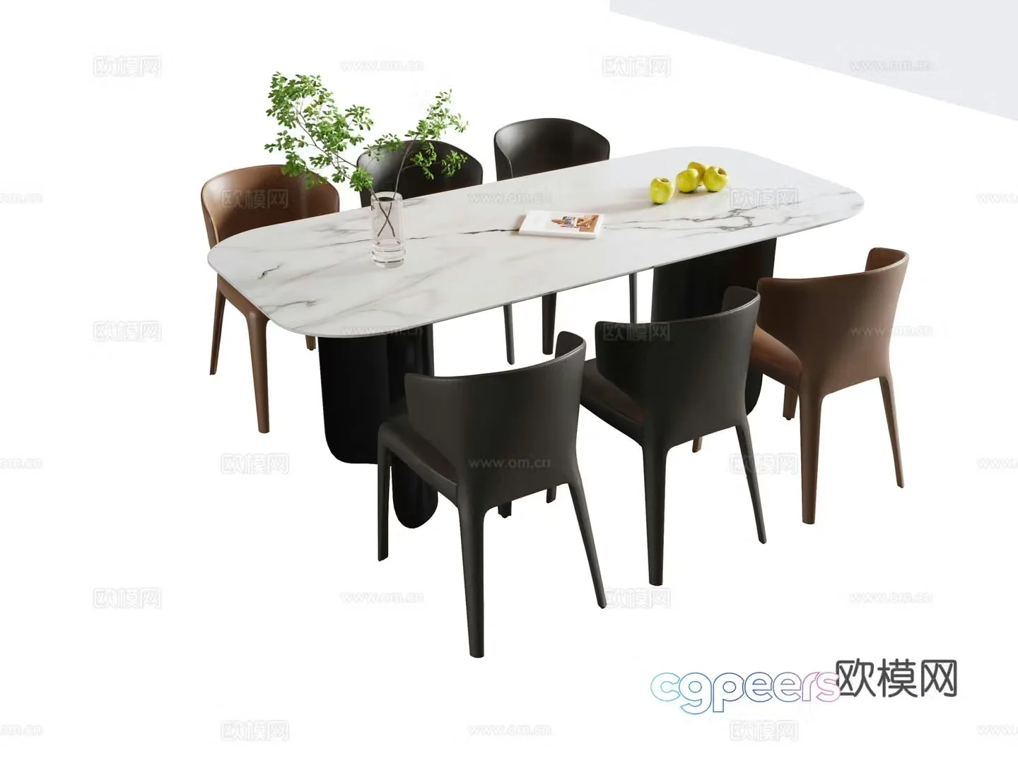 Modern Italian dining table and chair 3d model