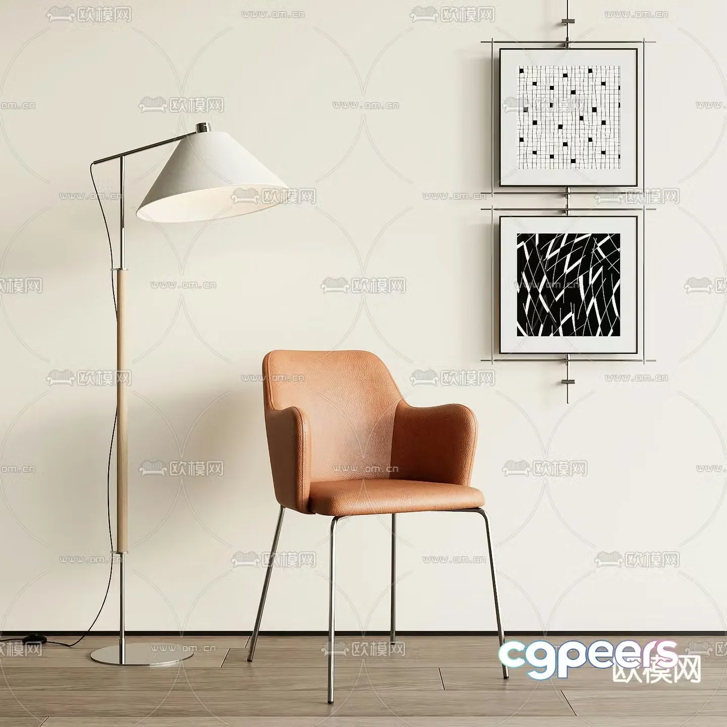 leather chair dining chair 3d model