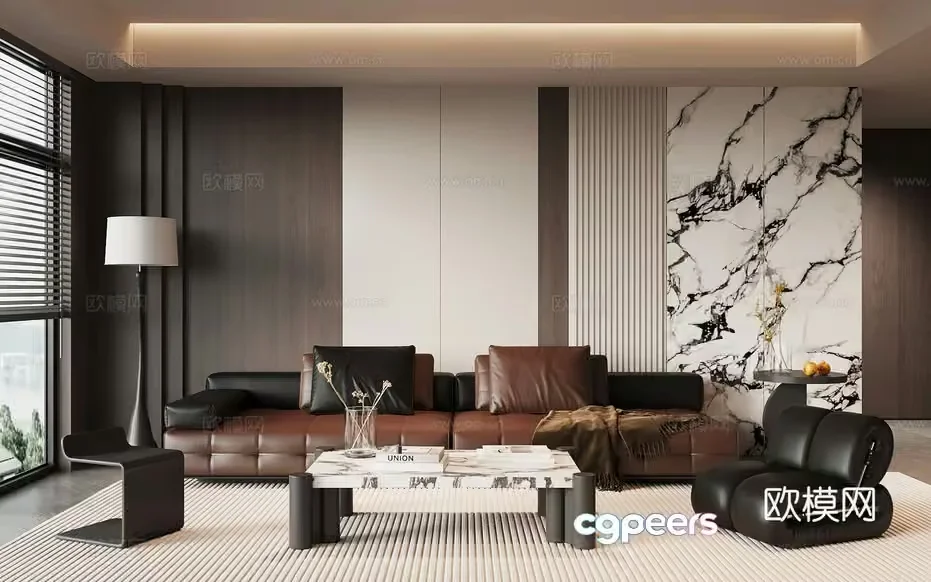 Modern Living Room 3D Model – 9161 – VRAY Render