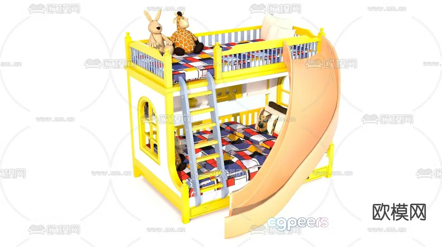 Children’s bed bunk bed 3d model