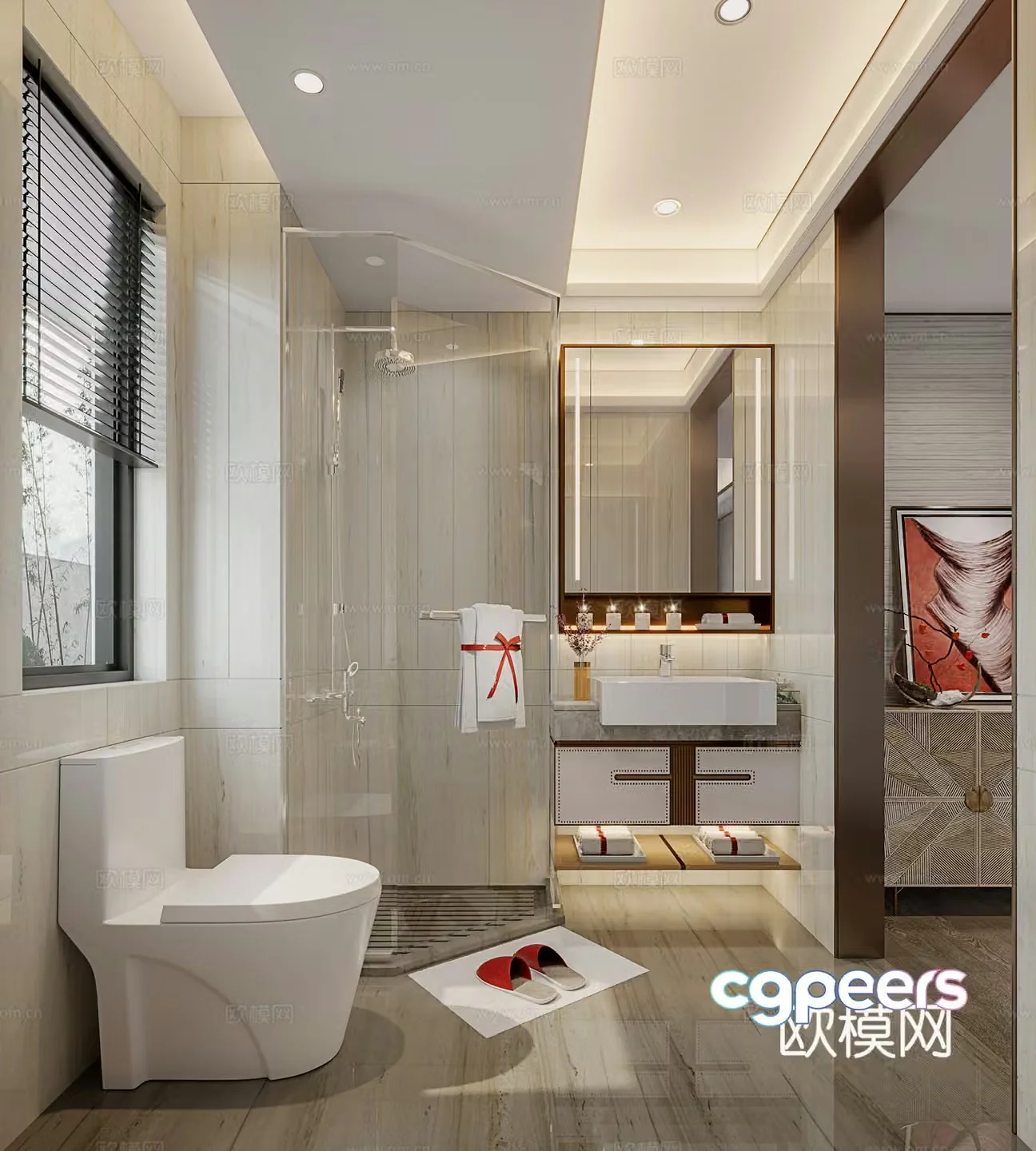 New Chinese style bathroom bathroom 3d model