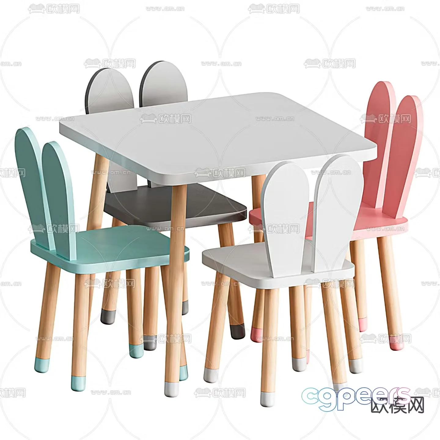 Modern children’s table and chair 3d model