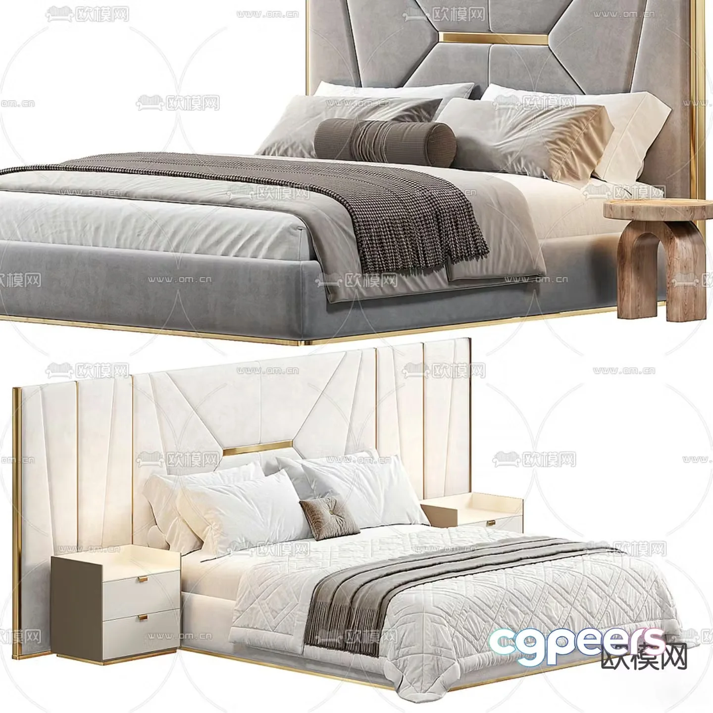 Modern double bed 3d model