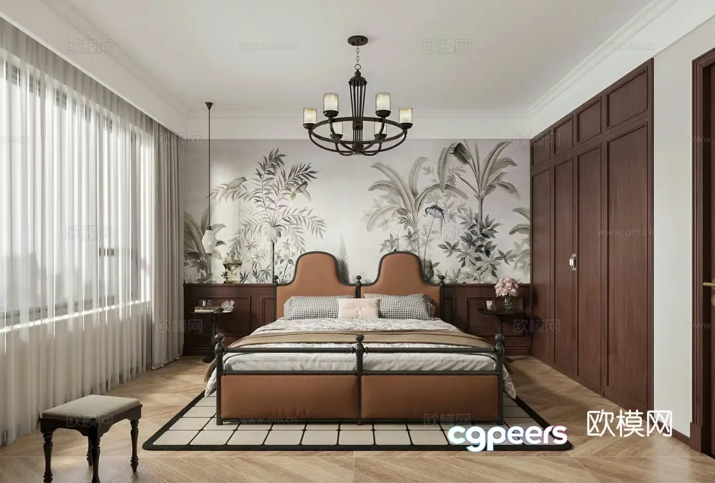 American style bedroom master bedroom 3d model