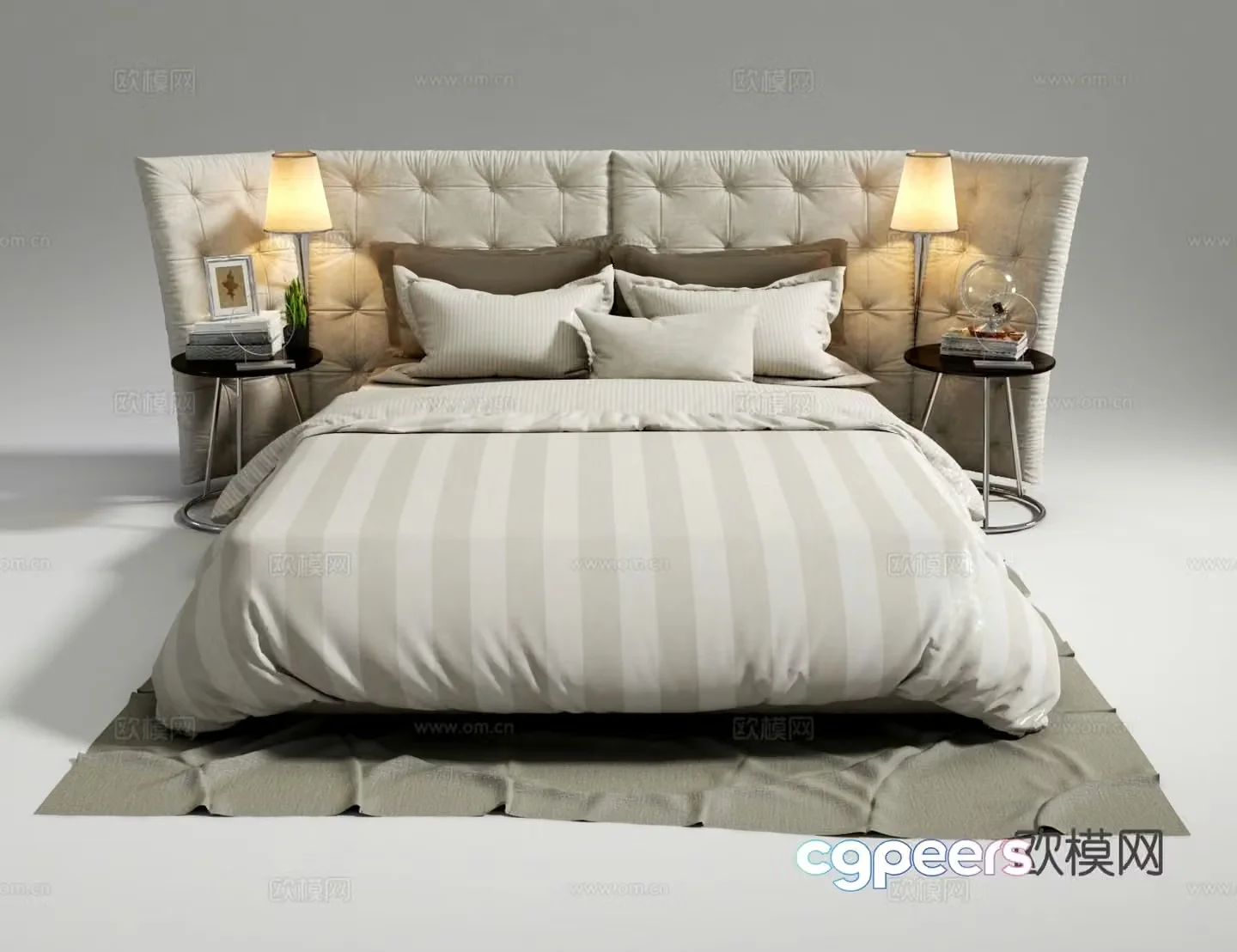 Modern double bed 3d model