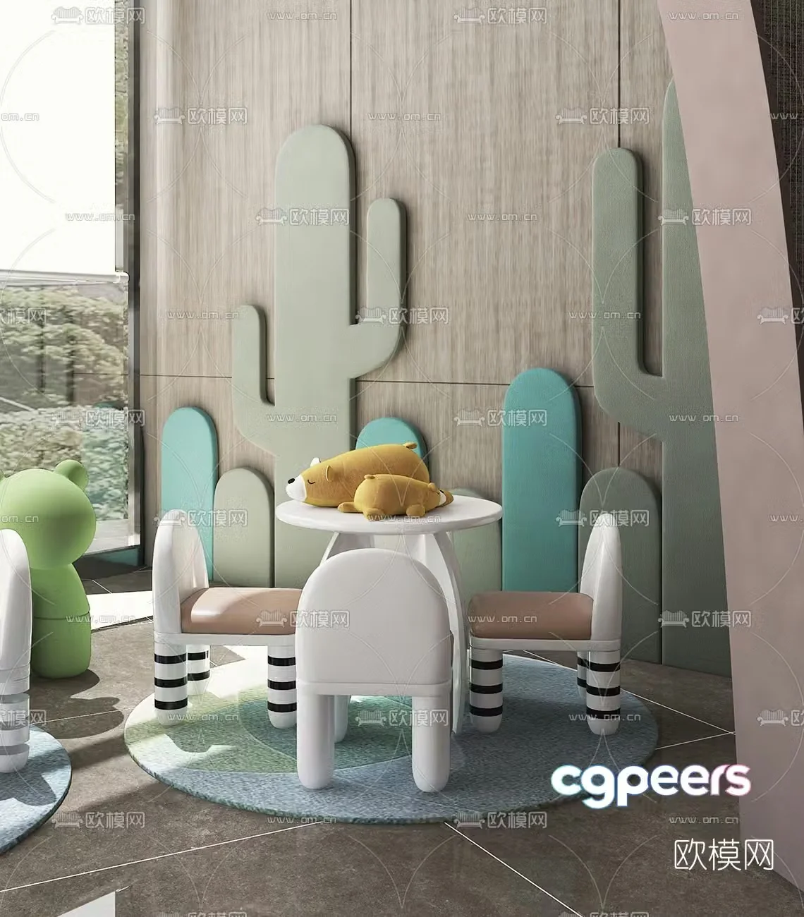 Modern children’s table and chair 3d model