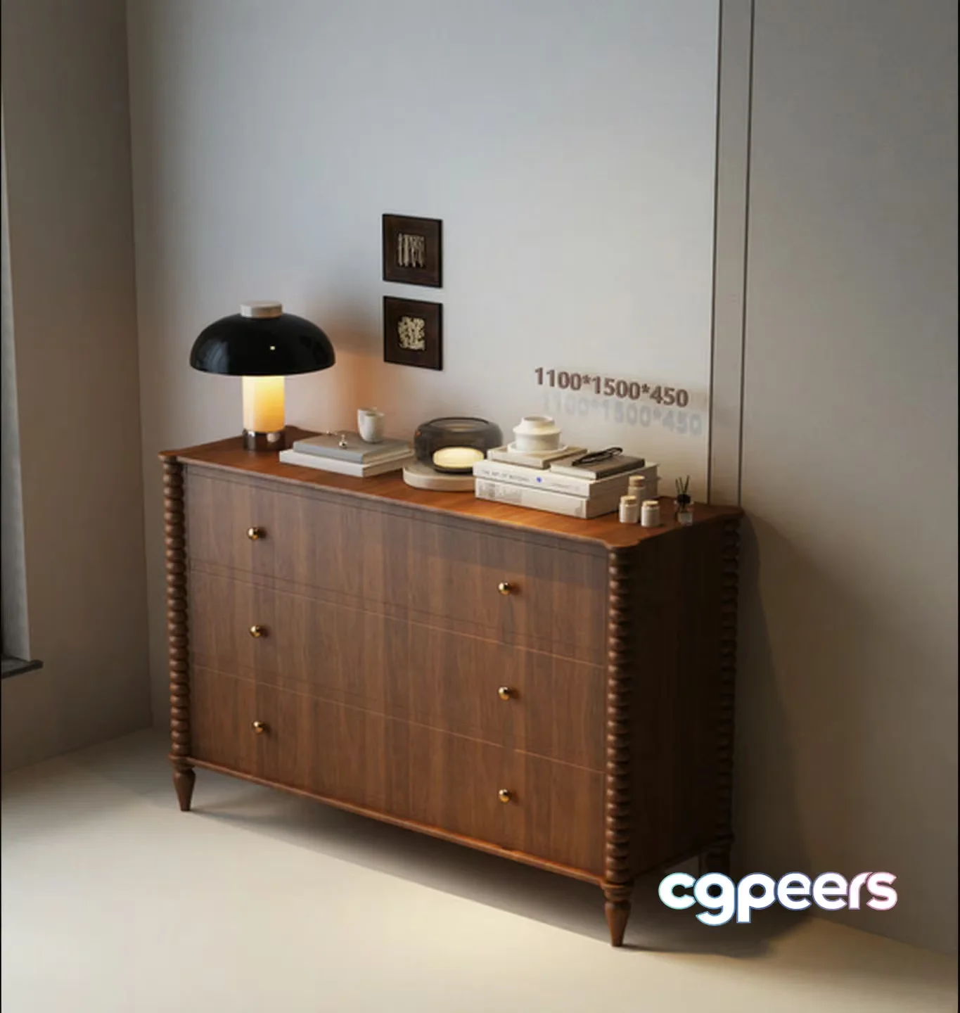 Mid-Century Dresser 3D Model – 6049 – VRAY Render
